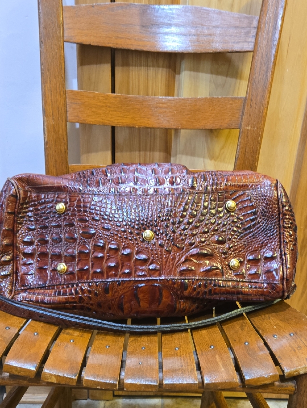 Brahmin Lisa Pecan Melbourne Dome Leather Satchel Bag Purse - Picture 3 of 8